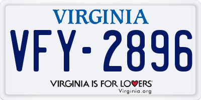 VA license plate VFY2896