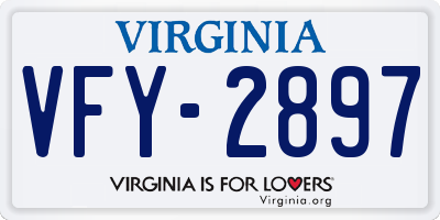 VA license plate VFY2897