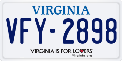 VA license plate VFY2898