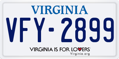 VA license plate VFY2899
