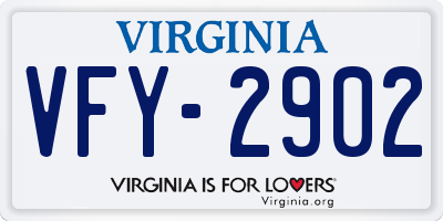 VA license plate VFY2902
