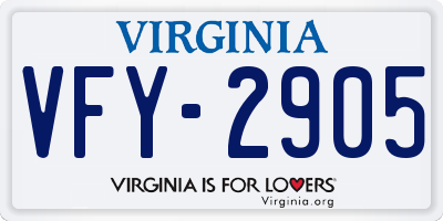 VA license plate VFY2905