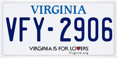 VA license plate VFY2906