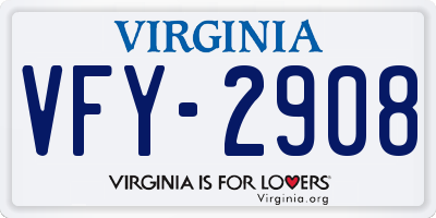 VA license plate VFY2908