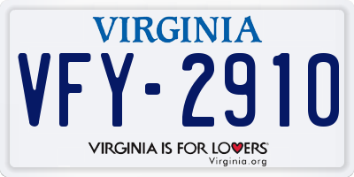 VA license plate VFY2910