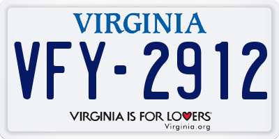 VA license plate VFY2912