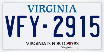 VA license plate VFY2915