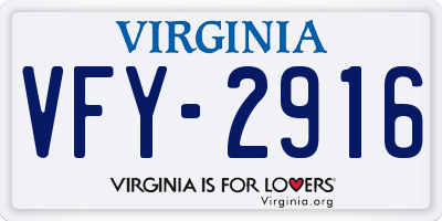 VA license plate VFY2916