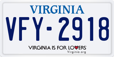 VA license plate VFY2918