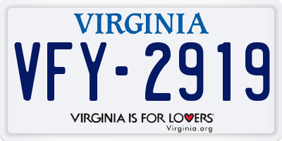 VA license plate VFY2919