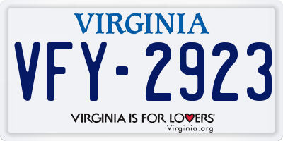 VA license plate VFY2923