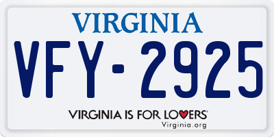 VA license plate VFY2925