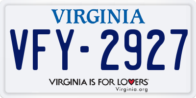 VA license plate VFY2927