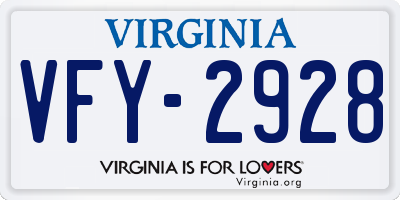VA license plate VFY2928