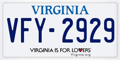 VA license plate VFY2929