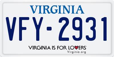 VA license plate VFY2931