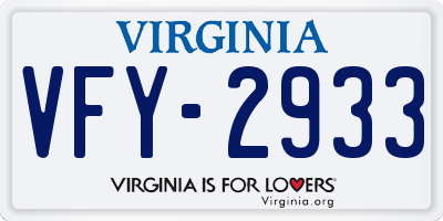 VA license plate VFY2933