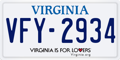 VA license plate VFY2934