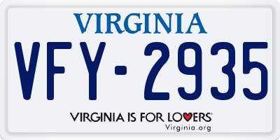 VA license plate VFY2935