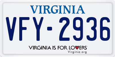 VA license plate VFY2936