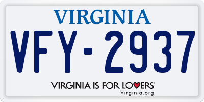 VA license plate VFY2937