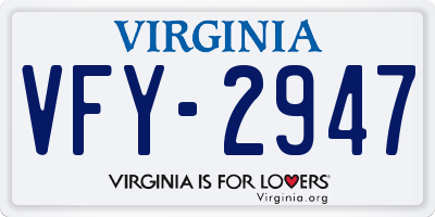 VA license plate VFY2947