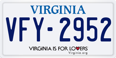 VA license plate VFY2952
