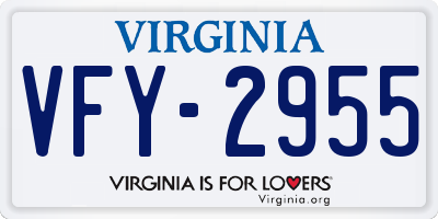 VA license plate VFY2955