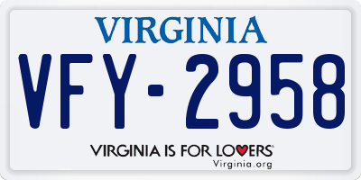 VA license plate VFY2958