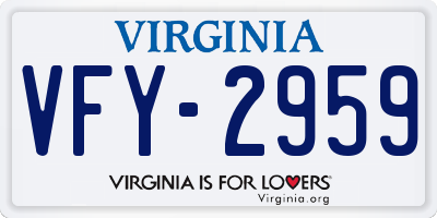 VA license plate VFY2959