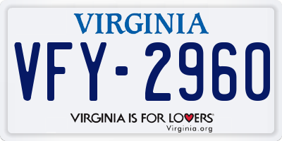 VA license plate VFY2960