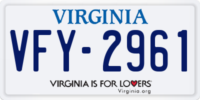 VA license plate VFY2961
