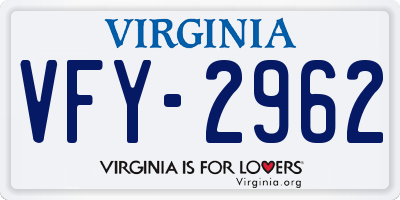 VA license plate VFY2962