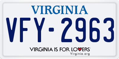 VA license plate VFY2963