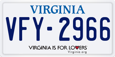 VA license plate VFY2966