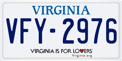 VA license plate VFY2976