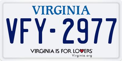 VA license plate VFY2977
