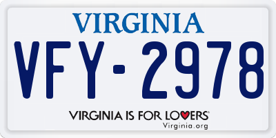 VA license plate VFY2978