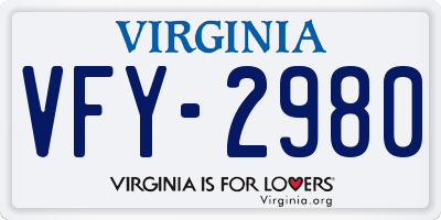 VA license plate VFY2980