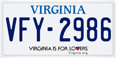 VA license plate VFY2986