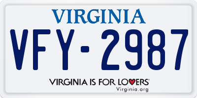 VA license plate VFY2987