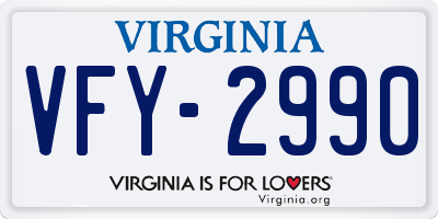 VA license plate VFY2990
