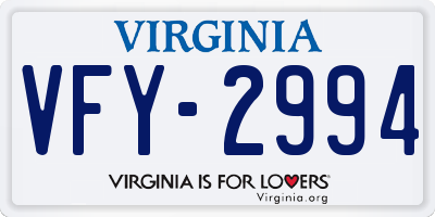 VA license plate VFY2994