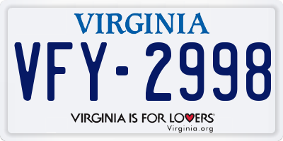 VA license plate VFY2998
