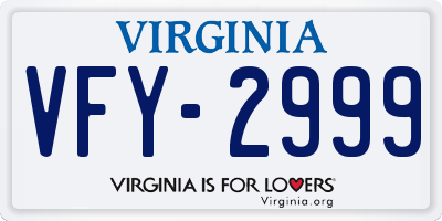 VA license plate VFY2999