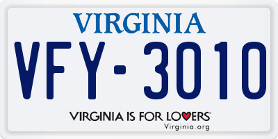 VA license plate VFY3010