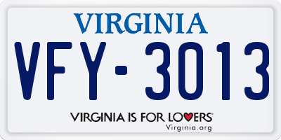 VA license plate VFY3013