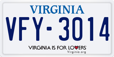 VA license plate VFY3014