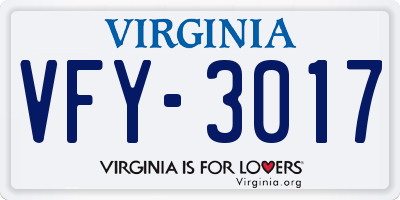 VA license plate VFY3017