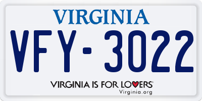 VA license plate VFY3022